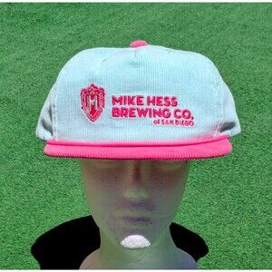 Mike Hess Brewing Co. of San Diego Pink&Aqua Corduroy Snapback Men's Hat Cap New
